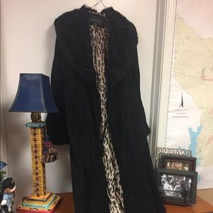 Genuine leather long coat